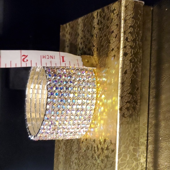 Wide Elastic Rhinestone Bracelet: Bridal Formal Special Occasion Competi… - Picture 4 of 4